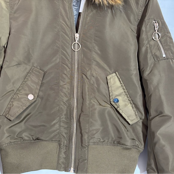 H&M Brown Bomber Jacket with Faux Fur Collar - Picture 4 of 10